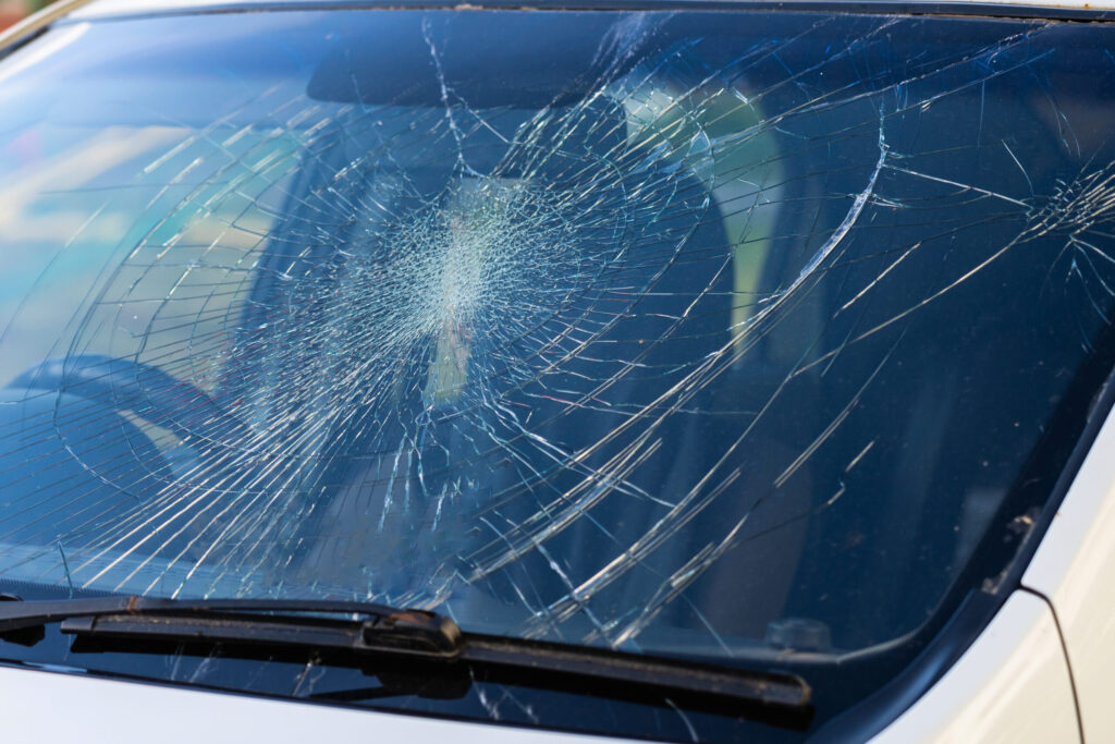 Car windshield is cracked