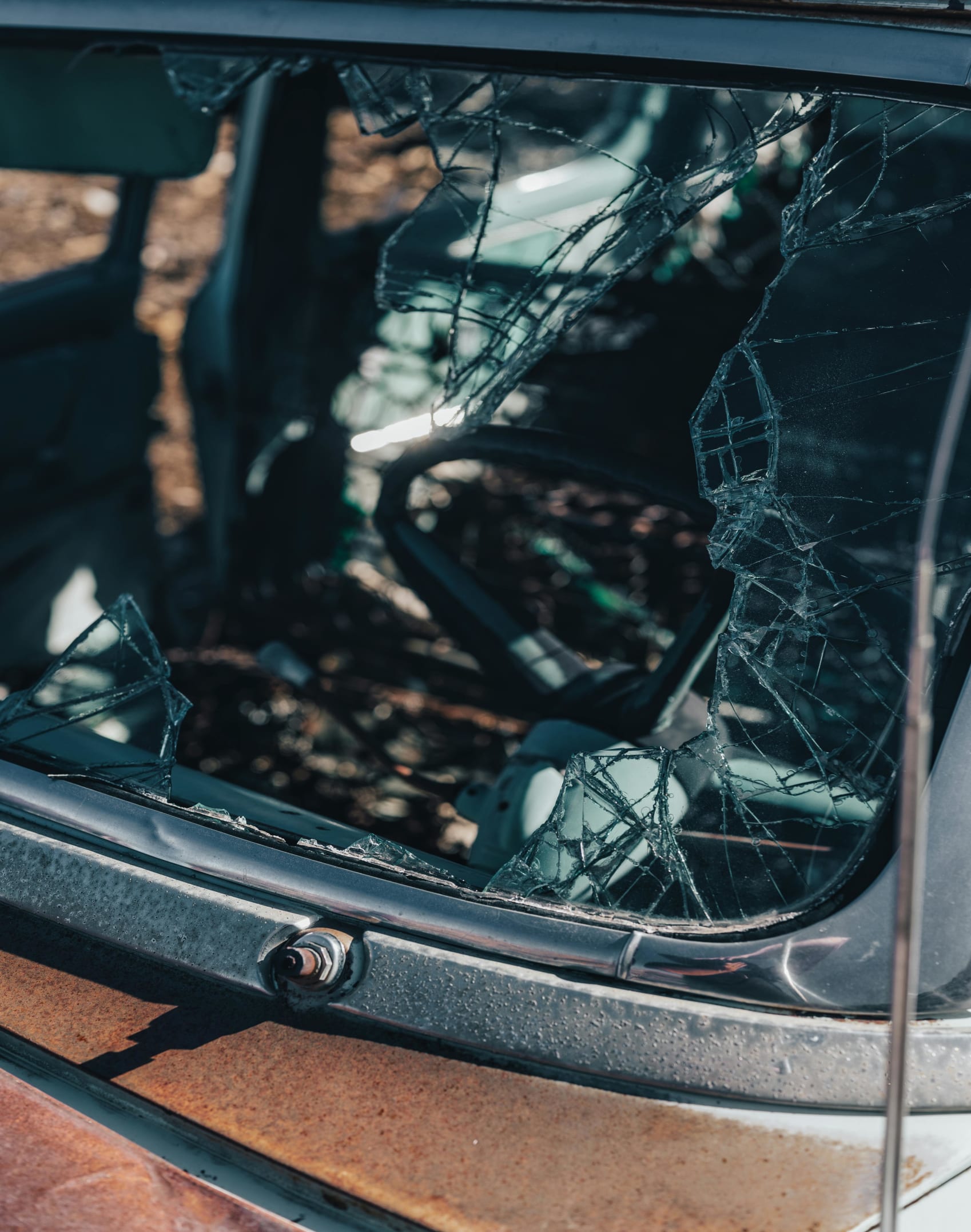 a car broken window